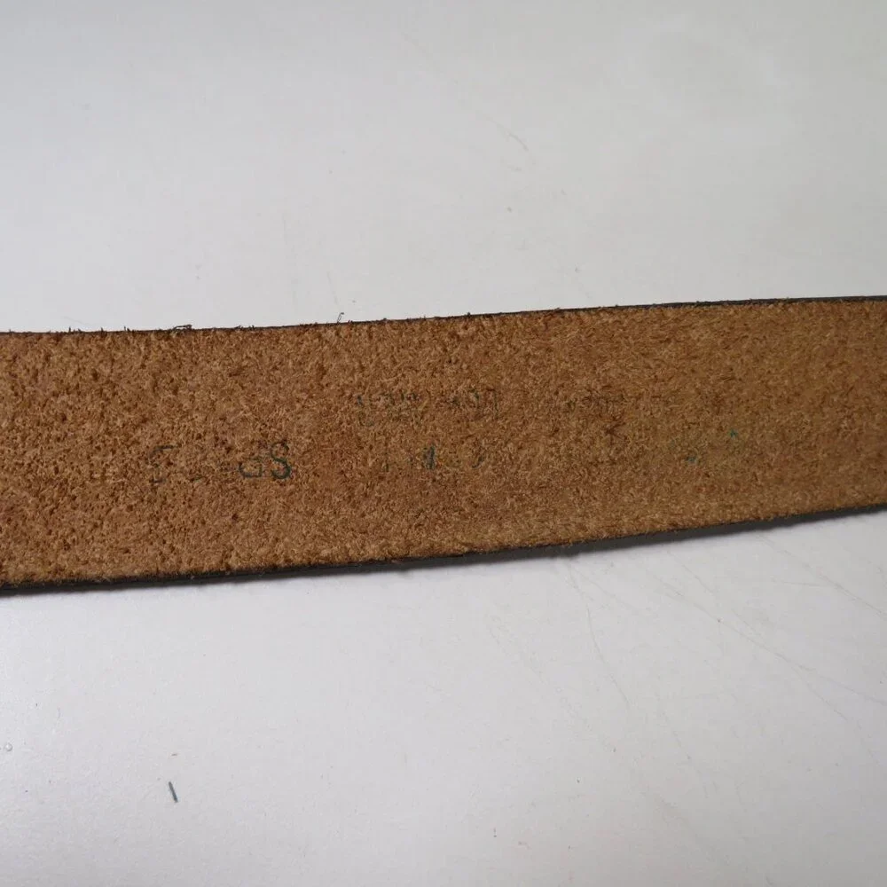Brown Leather Belt tooled basket weave detail embossed size 36 and 1 1/2